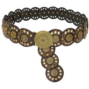 4289 Wide Disc Belt For Women Disk Concho Belts Western Leather Boho